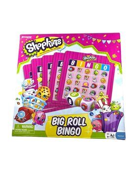 Shopkins Big Roll Bingo Board Game Ages 4+ 6 Bingo Cards 2 Dice 60 Tokens new
